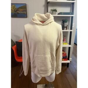 ISAIA Napoli Hooded Pullover 100% Cashmere Sweater in Cream - Size XL